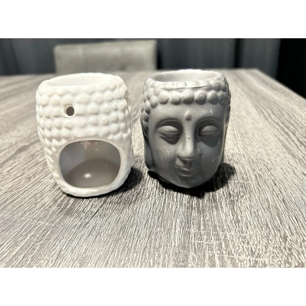 Buddha Head Oil Diffuser Wax Melt Warmer Candle Holder Home Decor White Black